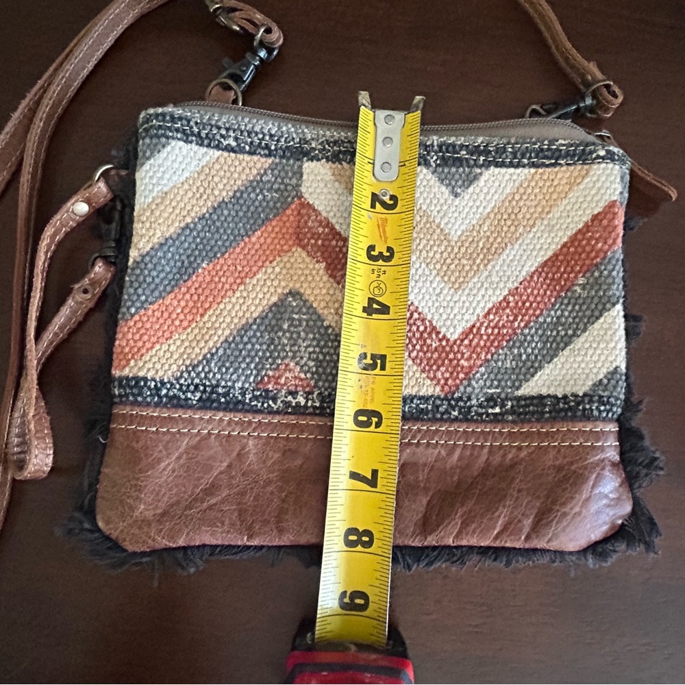 Chevron Patterned Brown and Tan Crossbody Bag